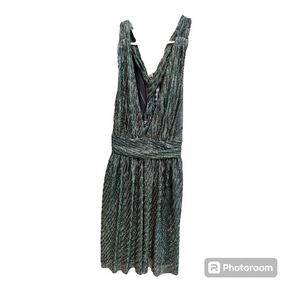 Lulu's Iridescent Teal Blue "Ailey Skater Dress" with Twisted Back Straps Size M - Picture 9 of 11